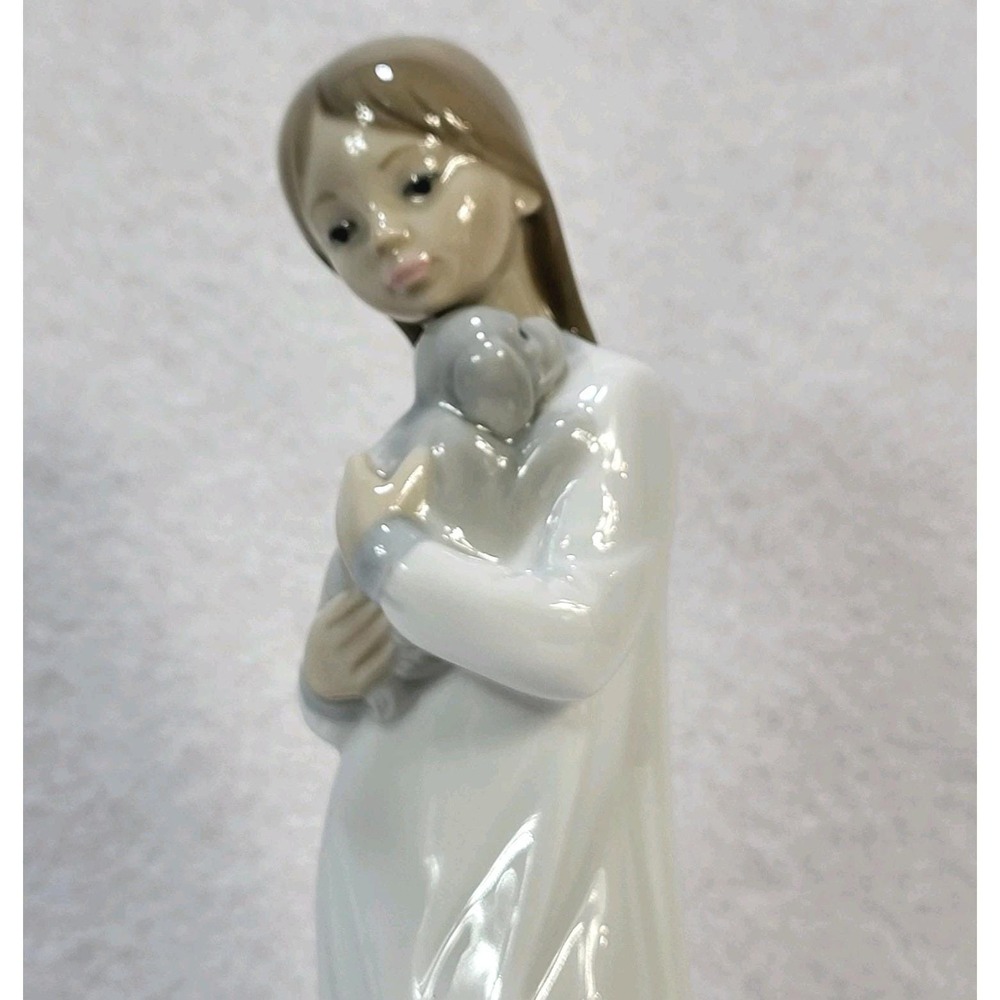 NAO by Lladro Girl with Dog Puppy Figurine #563 Spain 8" Tall